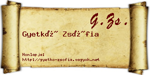 Gyetkó Zsófia névjegykártya